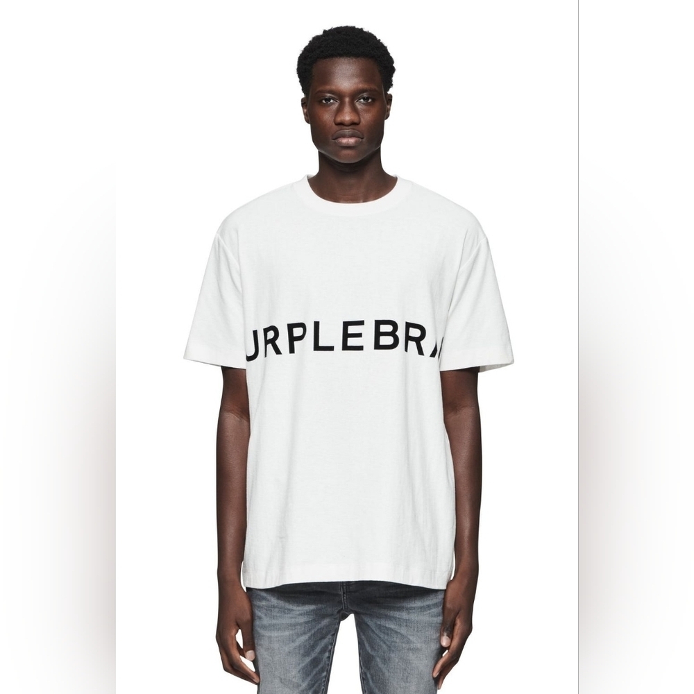 Purplebrand Wordmark White Jersey Textured Graphic T-Shirt